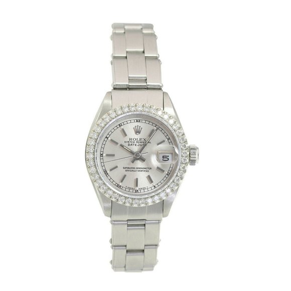 ROLEX DATEJUST SILVER INDEX DIAL 1.15CTW DIAMOND STEEL JUBILEE WATCH 26 MM 69174 - Picture 2 of 6